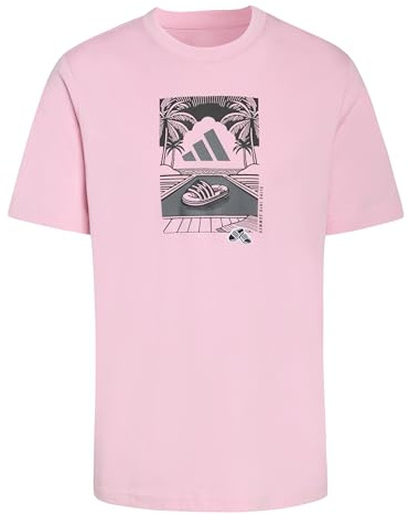 adidas Men's Summer Slides Relax Graphic T-Shirt, True pink, M