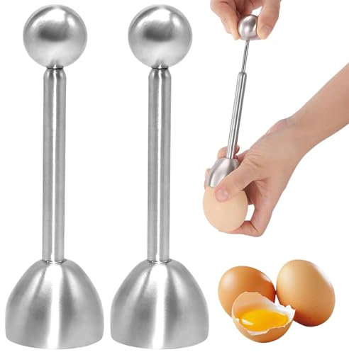 Eieröffner mit Kugel, Eierschalenöffner Edelstahl Super Zeitsparend, Durchmesser 38mm, Eierschalensollbruchstellenverursacher für Weiche und Hartgekochte Eier Oder Rohe Eier