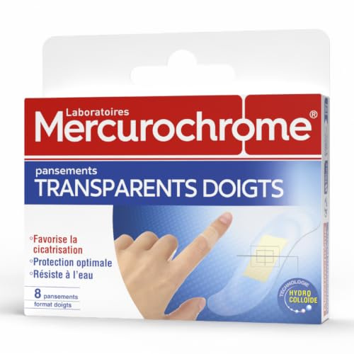 MERCUROCHROME Pansements Doigts, Favorise la Cicatrisation - 8 unités