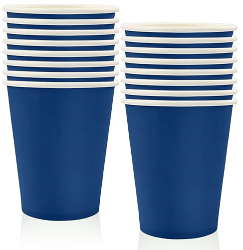 MORAINJAY 16Pcs Party Cups,Navy Blue Paper Cup for Birthday,9oz/250ml Birthday Cups Party Tableware,Solid Color Table Decors for Party,Wedding,Picnic,Navy Blue Party Supplies for 16 Guests