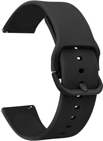 Demark Silicone Strap, Quick Buckle Waterproof Soft Strap, Black strap, Silver Stainless Steel Buckle, Men's and Women's Smartwatch s trap, Sport Watch s trap 18mm 20mm 22mm
