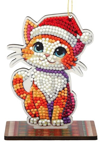 CRYSTAL ART Christmas Cat Hanging Buddies Decoration
