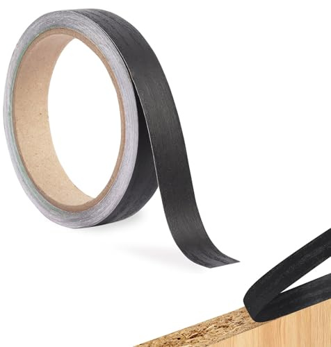 Aovanta 10m x 25mm Melamine Edging Tape, Self Adhesive Edging Strip, Multipurpose Veneer Tape, Peel & Stick Trim for Cabinet Plywood Repairs Furniture Restoration, No Ironing Required, Black