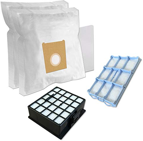 Super Set - Filtro HEPA + Filtro Motore + 10 Sacchi/Sacchetti per aspirapolvere Bosch: BSGL 42280/01 GL-40 bagless, BSGL 42283/01 GL-40 bagless