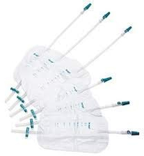 Urine Dranable Leg Bags 500ml, Short Tube with Lever Tap x 5 Bags - Includes Leg Bag Straps