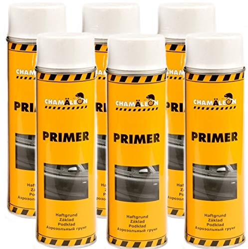 Chamäleon 1K Grundierung Spray 500ml Füller Acryl Primer Filler Schichtfüller Korrosionsschutz (Weiß, 6)