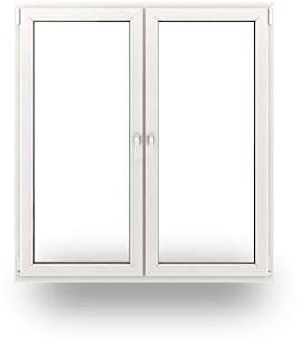 JeCo Fenster Kunststofffenster Wohnraumfenster - 2 flügelig mit Pfosten - BxH: 1400x1700-3-fach-Verglasung - 70 mm Profil - Sondermaße möglich
