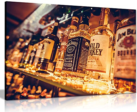 Man Cave Liquor Bottles Canvas Wall Art Picture Print (30x20)