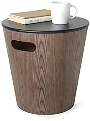 Umbra Woodrow Ottomane – Modernes und Funktionales 4-in-1 Möbelstück (Ottomane, Hocker, Aufbewahrung und Beistelltisch), Optimal für Kleine Räume, Holz, Schwarz/Walnuss