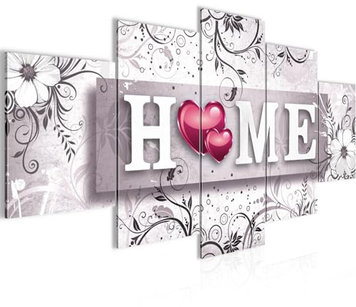 Runa Art - Bilder Home 200 x 100 cm 5 Teilig XXL Wanddekoration Design Grau Rosa 030951b