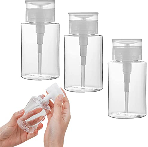 DXIA 3 Pièces Distributeur de Pompe Pompe à Dissolvant, Clair Multifuktion Pompe Dispensatrice, 200 ML Flacons de Dissolvant pour Vernis à Ongles, Manucure Distributeur de Bouteilles Vides