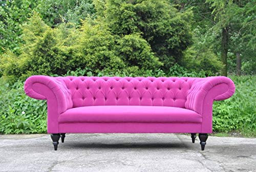 jvmoebel Chesterfield Dreisitzer Design Couch Polster Sitz Sofas Textil Sofa 3Sitzer Pink