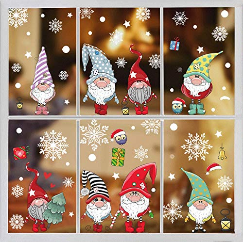 DURINM Fensterbilder Weihnachten Selbstklebend Weihnachten Fenstersticker Winter Deko Weihnachtsdeko Fensterbilder Weihnachten Schneeflocken Fensterdeko