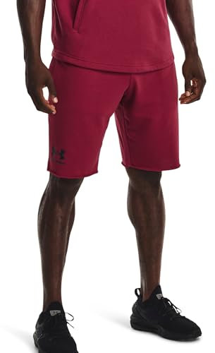 Under Armour Mens Rival Terry Shorts, Black Rose (665)/Onyx White, X-Large