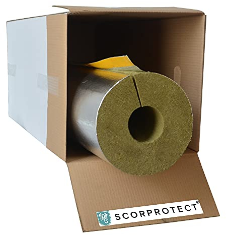 Enveloppe du tuyau en aluminium laminé, isolation du tuyau en laine de roche avec conductivité thermique 0,040 (89 x 80 mm x 1 mètre)