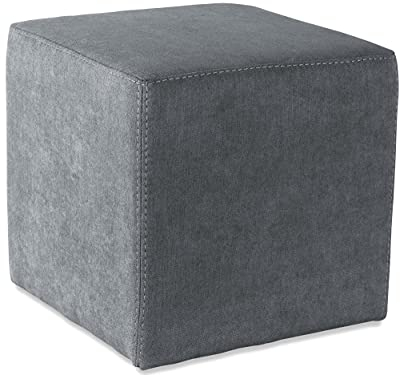 fornera f66 Cube Sitzwürfel Polsterwürfel Polsterhocker Sitzpouf Pouf Hocker Fußhocker Sitzbank Hocker Stoffhocker, viele Farben, hochwertige Polsterung, Kunststofffüße (Titan Grey)