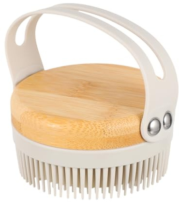 Babybadewerkzeug aus Bambusholz und Silikon für Kinder und Babys | Duschbürste zum Waschen, Sanft für Kopfhaut, mit Massagefunktion und Exfolierendem Einsatz