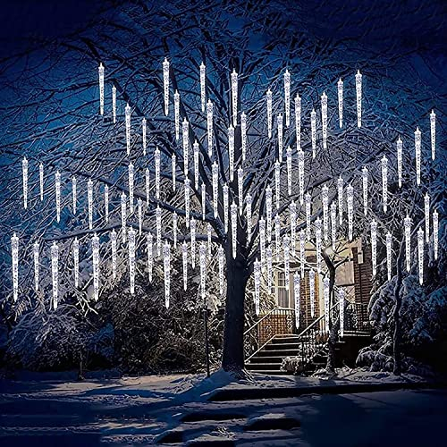 Solar Lichterkette Außen Eiszapfen leuchten,SUAVER 90LED 20 Tubes Kristalleiszapfen Wasserdicht Hängende Dekorationslichter Solargartenlicht für Hochzeit Party Garten Balkon Baum Dekoration (Weiß)
