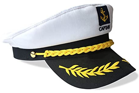LUOXIAQIFEI Adjustable Captain Hat Admiral Marine Cap Fancy Dress Halloween Stag Night Carnival Theme Party, One Size