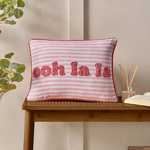 Catherine Lansfield Oh La La Tufted Stripe 30x40cm Cushion Pink