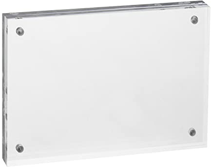 PATIKIL Floating Photo Frame, 2.4 x 3.5 Desktop Frameless Picture Frame Double Sided Acrylic Magnetic Display Frame for Family Travel Party Photo Souvenirs Artwork, Clear
