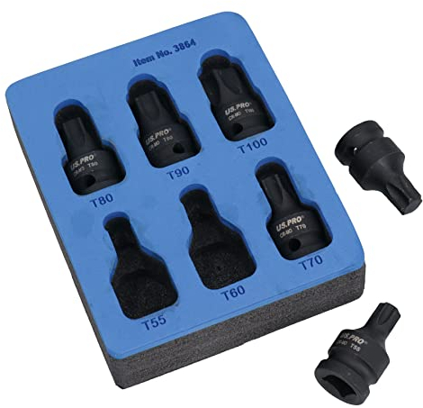 Lot de 6 douilles Torx mâles à choc 1/2 T55 - T100
