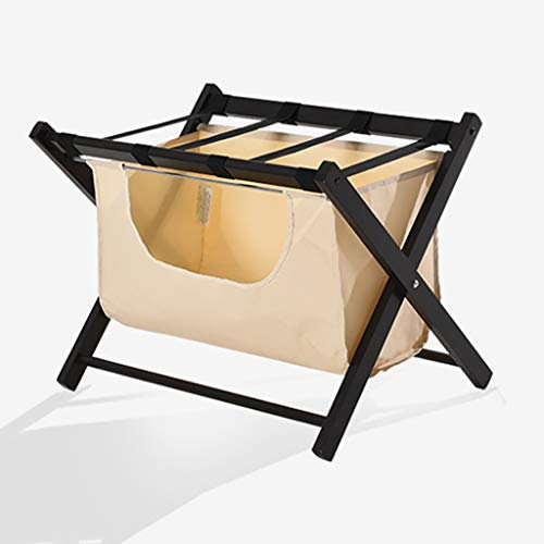 ZFHTAO Étagère de Rangement Porte-Bagages Pliant Durable Avec Panier, Porte-Valise En Bois Pliant Pour Chambre D'Hôtel, Porte-Valise 63 X 45 X 50Cm