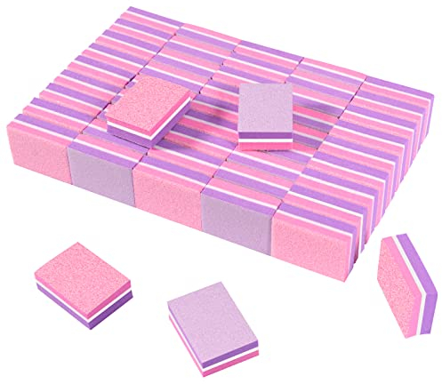 CGBE 50 Pezzi Buffer per Unghie Professionale, Buffer Blocco a Doppia Faccia, 100/180 Mini Lime e Buffer per Levigatura, Adatti per Unghie in Gel e Unghie Acriliche, Rosa-Viola