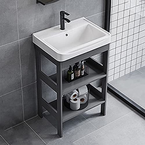 ZYFA Lavabo in Ceramica Bianco Lavatoio Lavello for Esterno e Interno Mobile Lavandino con piedistallo Supporto in Acciaio Inossidabile for ristoranti,bagni,Garage,Magazzini (Size : L51xW36xH78cm)
