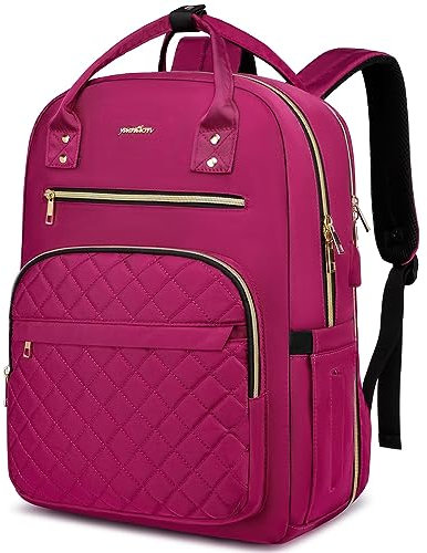 YAMTION Zaino Donna Zaino Scuola Zaino Superiore Ragazza con USB per Università Ufficio Viaggio, Viola Scuro, 17.3 pollici