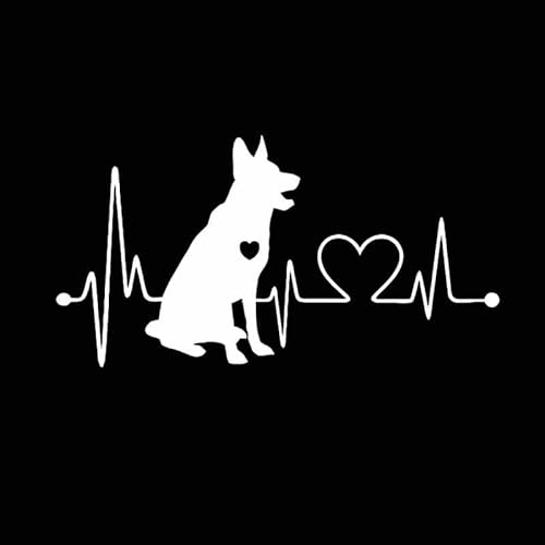 Autoaufkleber Sticker Schäferhund Tier Aufkleber Herzschlag Tuning Dog on Board (Weiß/Silber (Reflektierend))
