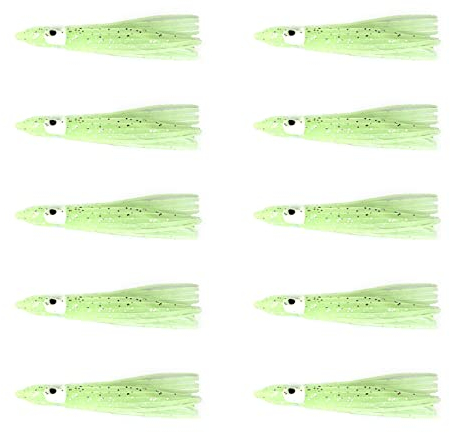 MISUVRSE 10 Stücke 90mm Angeln Lockt Leuchtende Octopus Weiche Köder Gummi Garnelen Köder Tintenfisch Haken Tuch Rolle Meer Angeln Haken Octopus Weiche Köder