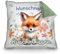 PR Print Royal Personalisiertes Kuschel-Kissen für Kinder mit Füllung - mit Name selbst gestalten - Fuchs Kissen für Mädchen und Jungs, Kinderkissen mit Name | 40 x 40 cm, Rückseite Grün