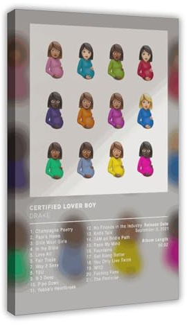 BSapp Drake Poster Certified Lover Boy Album Cover Poster 3 Leinwand Poster Schlafzimmer Dekor Sport Landschaft Büro Zimmer Dekor Geschenk 60 x 90 cm