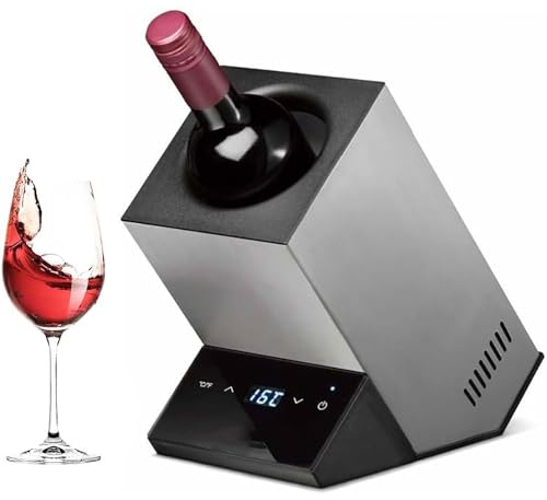 Qiang Rafraichisseur Bouteille Vin,Refroidisseur Bouteille électrique pour 750Ml De Vin Ou Champagnes,Plage De Température 5 à 18°c,Contrôle De à écran Tactile,Cadeau pour Amateurs Vin,Silver