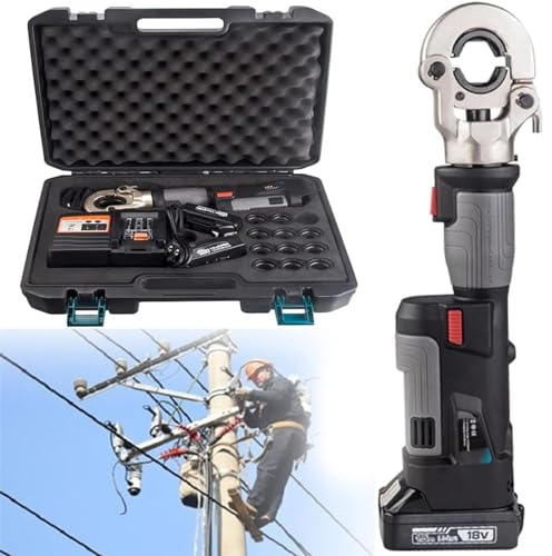 Pince À Sertir Hydraulique Rechargeable,Pince À Sertir Hydraulique Électrique,10-300mm² Kit D'outils De Fil Câble De Borne Alimenté par Batterie