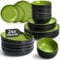 MIAMIO – 24-Piece, Service for 6 Dishware Set/Stoneware Dinnerware Set – Including Plates, Soup Plates and Bowls – Le Papillon Collection (Green)