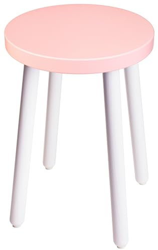 Spec-Wood Hocker Holz - Barhocker Holz - Kleiner Hocker - Küchenhocker - Blumenständer Holz - Couchtisch klein - Holz Deko - Pflanzenständer - Hocker Rund - Rosa/Weiß