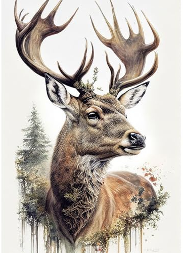 RICUVED Hirsch Diamond Painting Set,5D Diamant Painting Bilder Erwachsene Tiere Diamond Painting Kinder, Full Drill Diamond Art Diamant Malerei Bilder Diamond Painting für Home Dekor 30x40cm