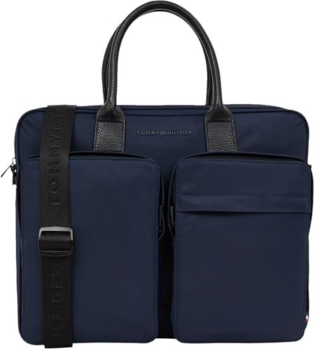 Tommy Hilfiger Uomo Borsa Laptop Repreve Computer Bag con Spallaccio, Blu (Space Blue), Taglia Unica