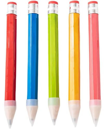 Muteitt 5 Stück Holz-Jumbo-bleistifte, Neuartiger Großer Bleistift Radiergummi, Riesiger Riesiger Bleistift, Großer Bleistift Für Kinder, Zuhause, Vorschulkinder, Schulbedarf