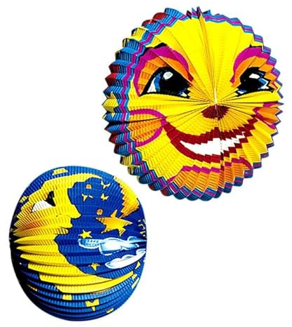 NEU Papier-Lampion-Set Mond, 2 Lampions mit 25-30cm Durchmesser
