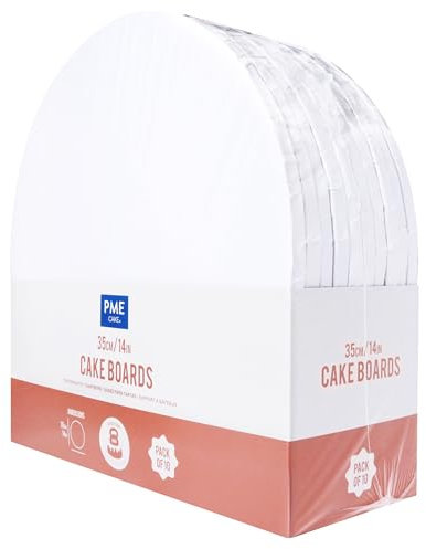 PME Set di 10 Cake Boards per torta Rotonde con bordi avvolti, Bianco (14 / 35cm)