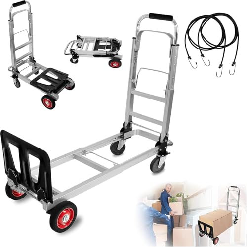 MYVVKIA Handkarre, Schwerlast-Lastenwagen, 4 Räder, Express-Trolley, Einkaufswagen, Multifunktions-Schubkarre für den einfachen Transport Schwerer Gegenstände