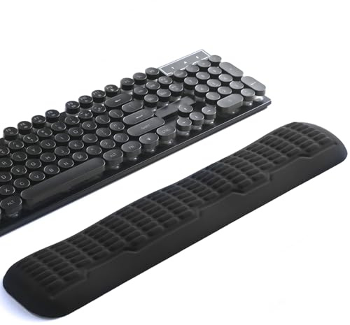 UnivoColors Memory Foam Keyboard Wrist Rest,Latest 3.0 Wave Curve Design,High-Resilience Memory Foam,Non-Slip Base Fits,Full-Sized Keyboards,Ideal for Work and Gaming(Black)