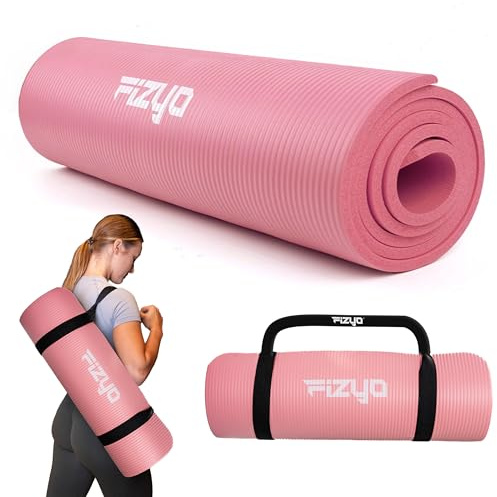Fizyo Tapis de yoga, Gymnastique et Pilates, Mousse NBR antidérapante, Caoutchouc Synthétique, Entraînement, Fitness, Sports, Exercice, Relaxation, Durable (Rose, 190x80x1.5 cm)