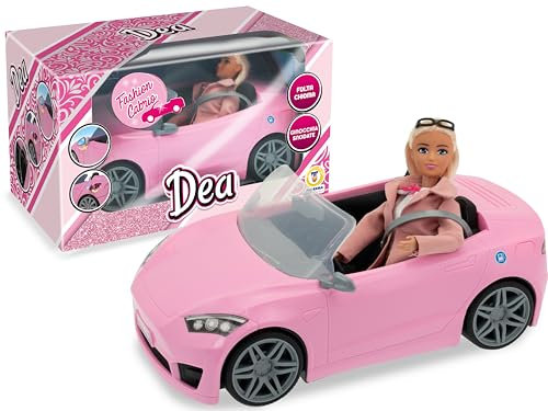 Teorema Giocattoli, Dea Bambola con Auto Cabrio Rosa, Fashion Doll Snodata con Vestiti Eleganti, Macchina Giocattolo con Dettagli Realistici, Set Completo per Bambina 3 anni +