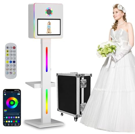 Touchscreen-Spiegel-Fotokabine, mit App und Fernbedienung, inklusive 108 Stück 15,2 cm Fotopapier, ideal für Werbung, Halloween und Haustiergeburtstagsfotos