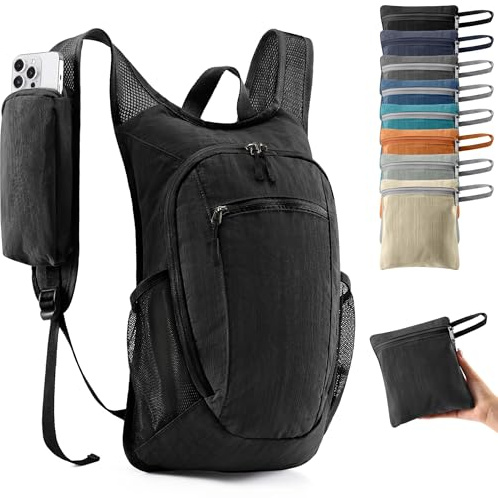 Leichter faltbarer Wanderrucksack, 10 l, kompakter Reise-Tagesrucksack für Damen und Herren, Beige