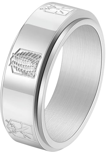 Jpltlvy Titanstahl-Anime-inspiriertes Ring-Spinning-Design Herrenmodeschmuck